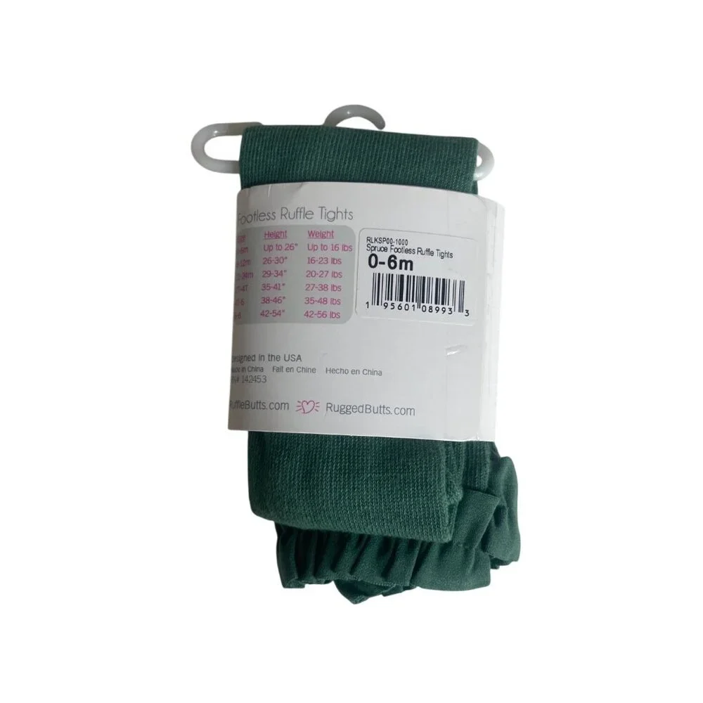 Ruffle Butts‎ Infant Footless Tights Spruce Green Size 0-6 Months New